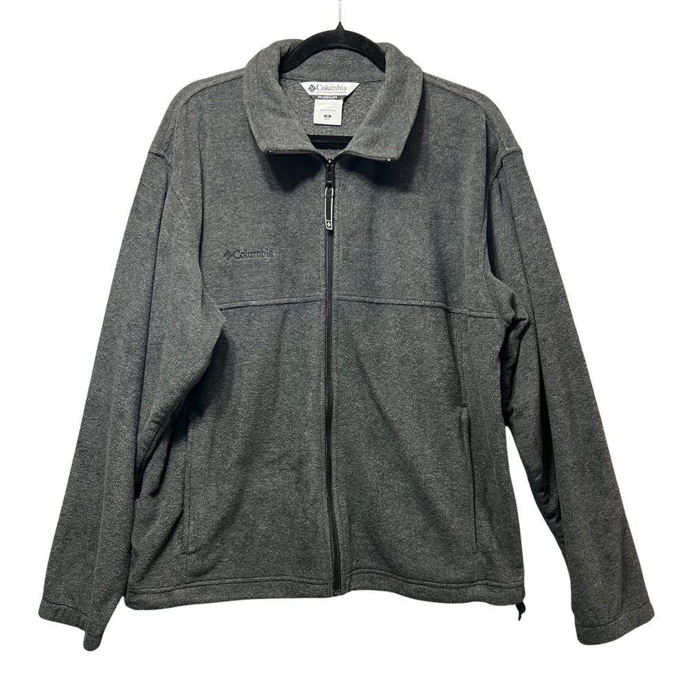 Columbia Men's Gray Full Zip Fleece Jacket Medium Warm‎ Soft Outdoor Casual